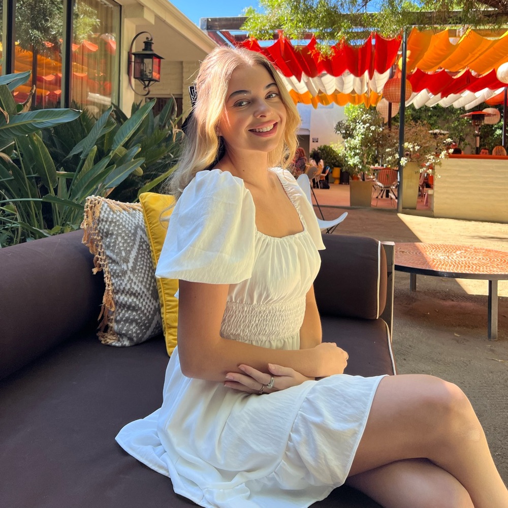 White Puff Sleeve Dress